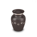 Metaal urn antracietgrijs en zilver met dierenpootjes klein klassiek