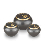 Metaal urn antracietgrijs en goudkleur groot glanzend en stijlvol