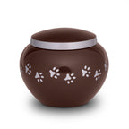 Metaal urn donkerbruin en zilver medium ambachtelijk stijlvol