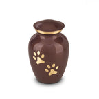 Metaal urn donkerbruin en goudkleur medium ambachtelijk en warm