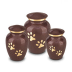 Metaal urn donkerbruin en goudkleur medium ambachtelijk en warm