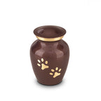 Metaal urn donkerbruin en goudkleur klein glanzend en elegant