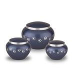 Metaal urn nachtblauw en zilver groot glanzend en stijlvol