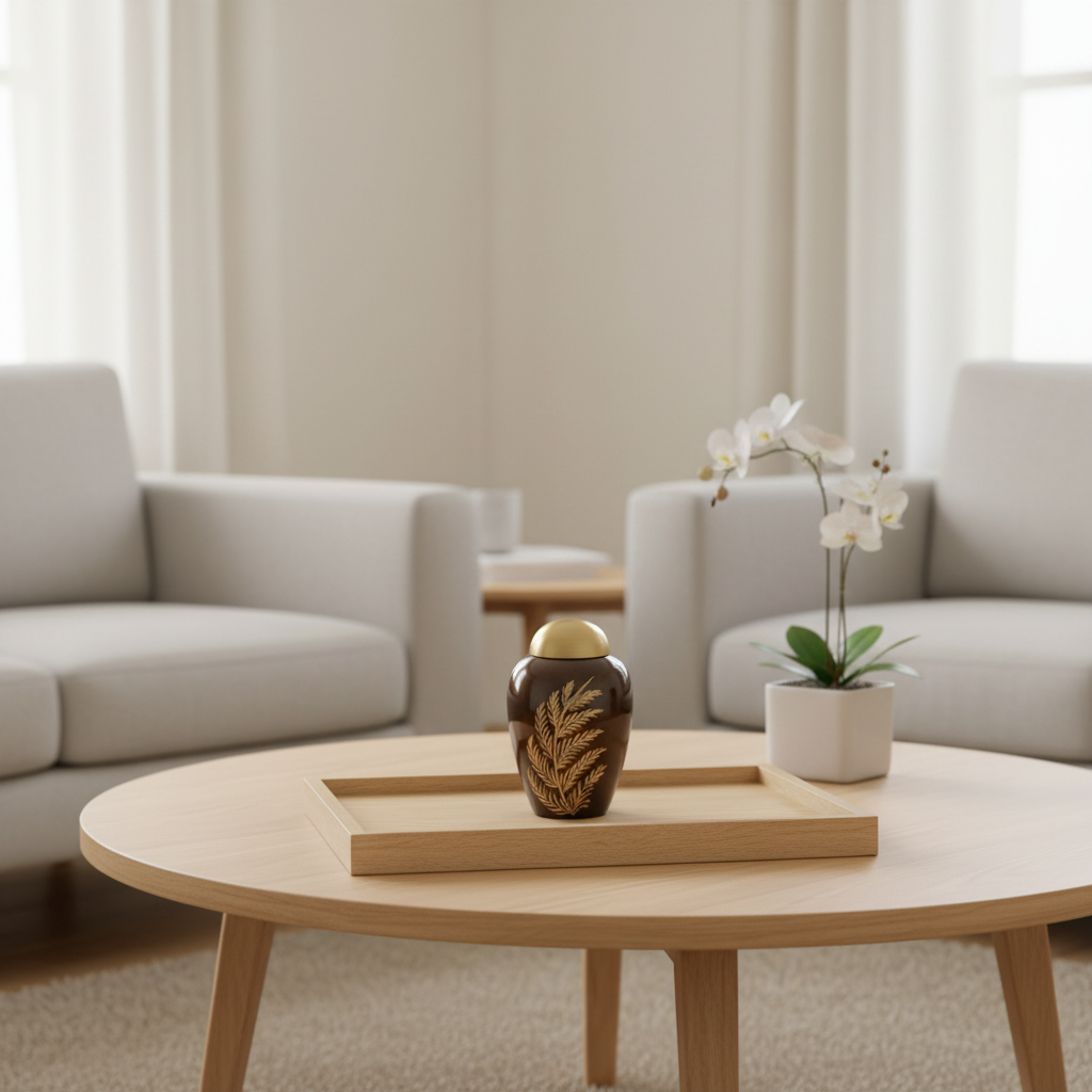 Metalen keepsake urn messing met verfijnde details