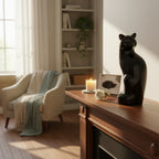 Zwarte metalen kattenurn glanzend met persoonlijke optie hoogwaardig en ambachtelijk