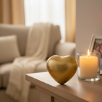 Metalen keepsake urn hartvormig met liefelijk design