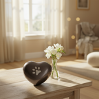 Metalen urn antracietgrijs zilver glans hartvormig groot