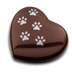 Metalen urn donkerbruin zilver glans hartvormig groot