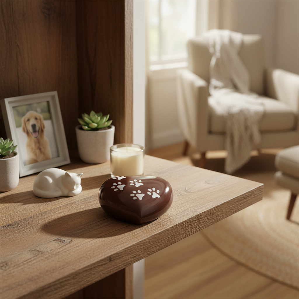 Metalen urn donkerbruin zilver glans hartvormig medium