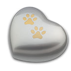 Metalen urn zilver goud mat hartvormig groot