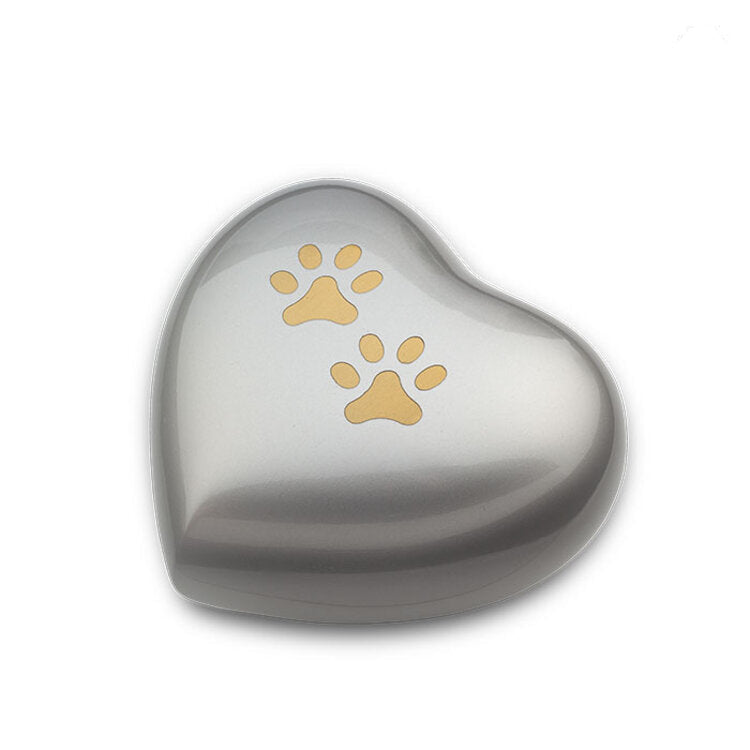 Metalen urn zilver goud mat hartvormig medium