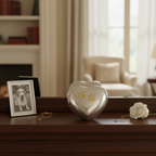 Metalen urn zilver goud mat hartvormig medium