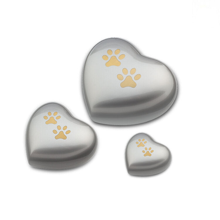 Metalen urn zilver goud mat hartvormig medium