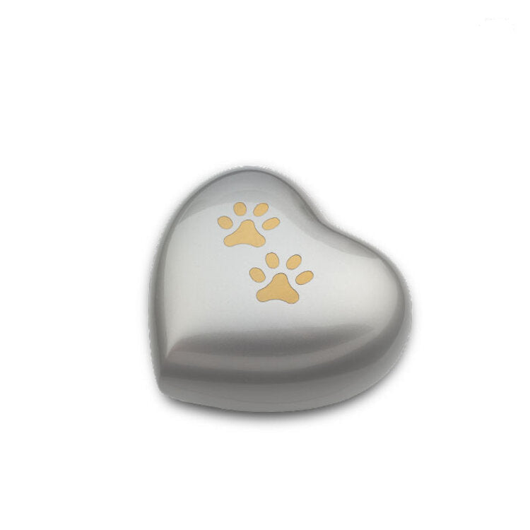 Metalen keepsake urn zilver goud mat hartvormig klein