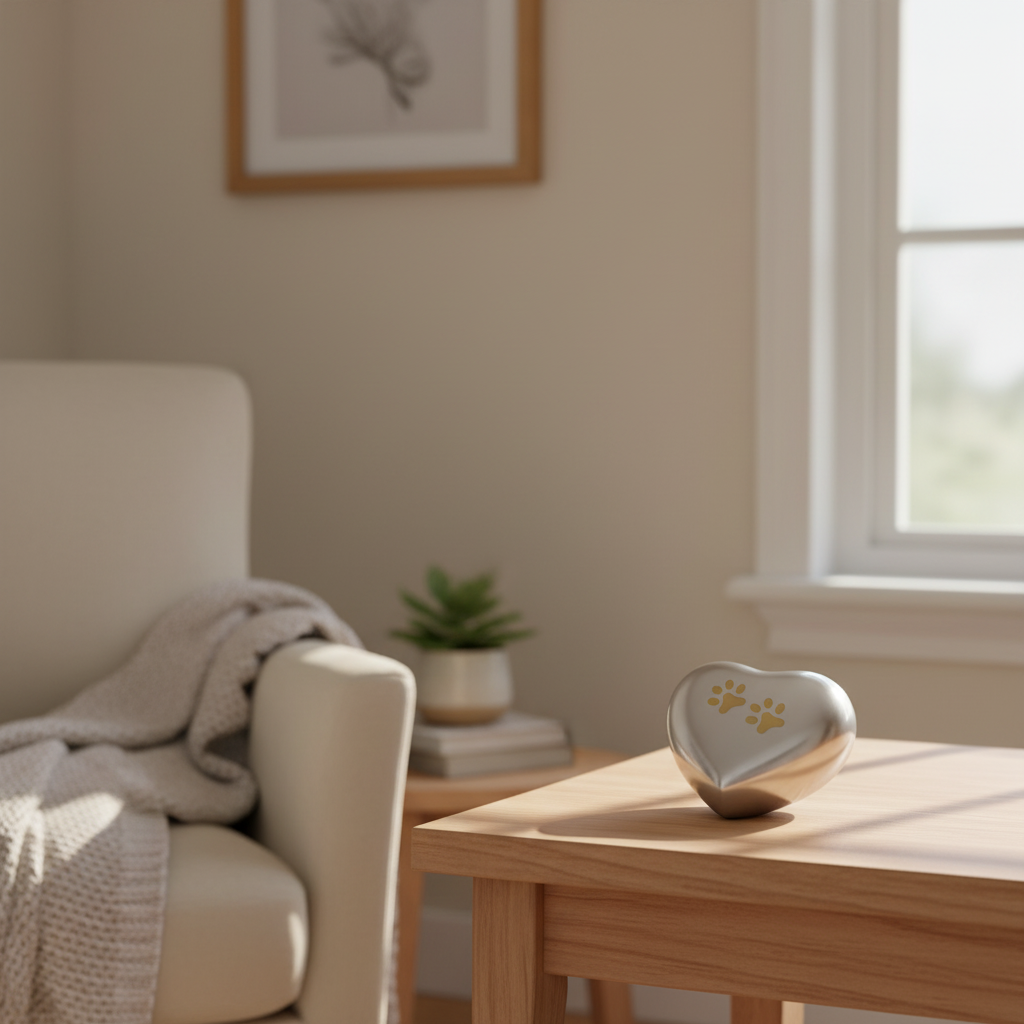 Metalen keepsake urn zilver goud mat hartvormig klein