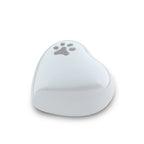 Dieren urn metaal wit en zilver hartvorm keepsake