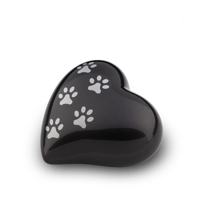 Metaal dieren keepsake hart antracietgrijs en zilverkleur glans klein en persoonlijk