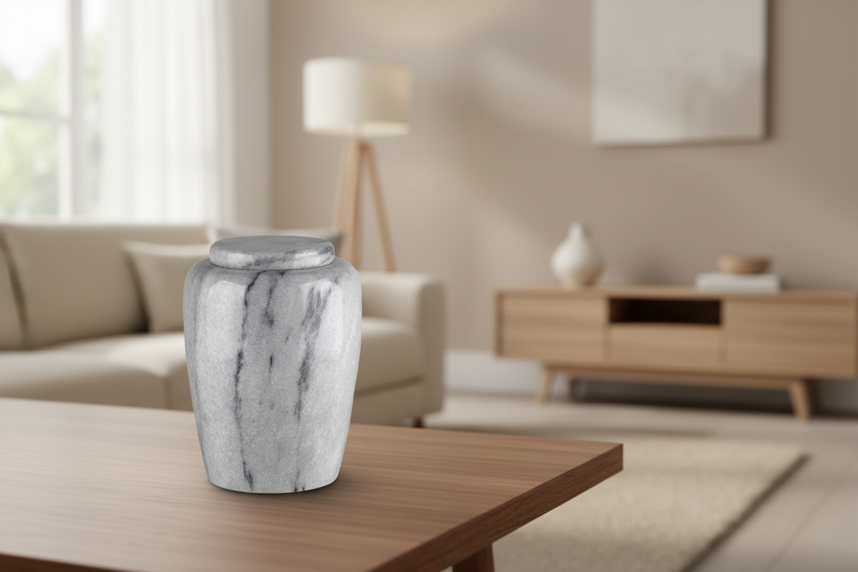 Marmeren urn natuursteen uniek patroon en natuurlijk karakter