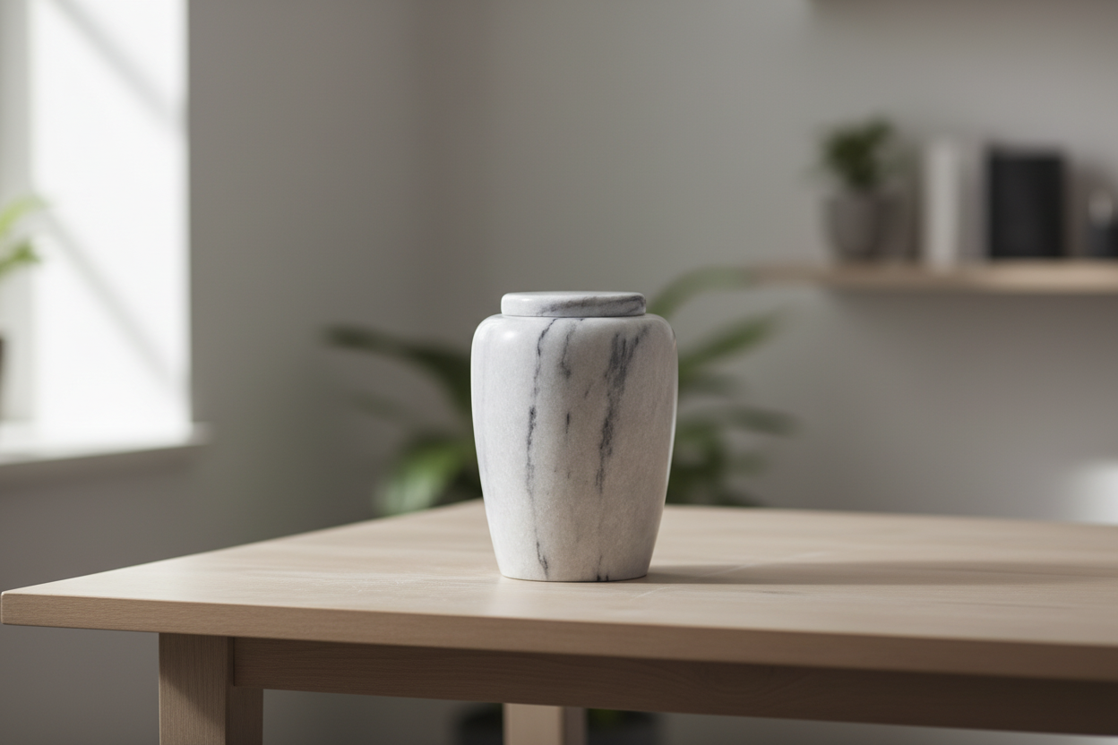 Marmeren urn natuursteen uniek patroon met eigen karakter