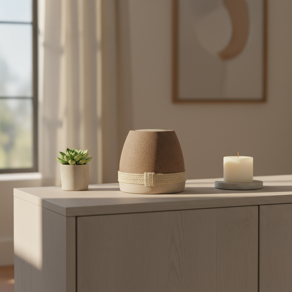 Dome Samsara Biologische Urn | Handgemaakt van Kwartszand en Jute