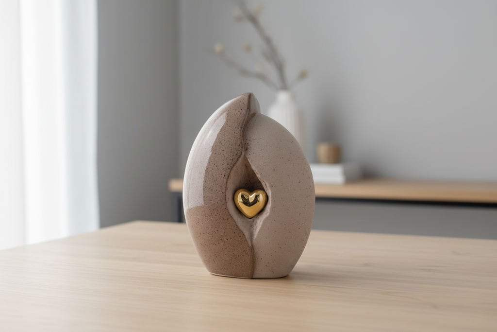 Keramische urn met kleurrijke emaille afwerking