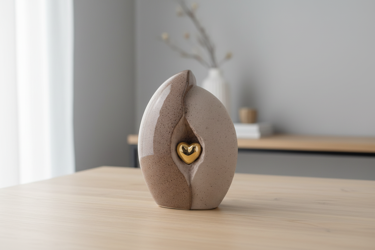 Keramische urn met kleurrijke emaille afwerking