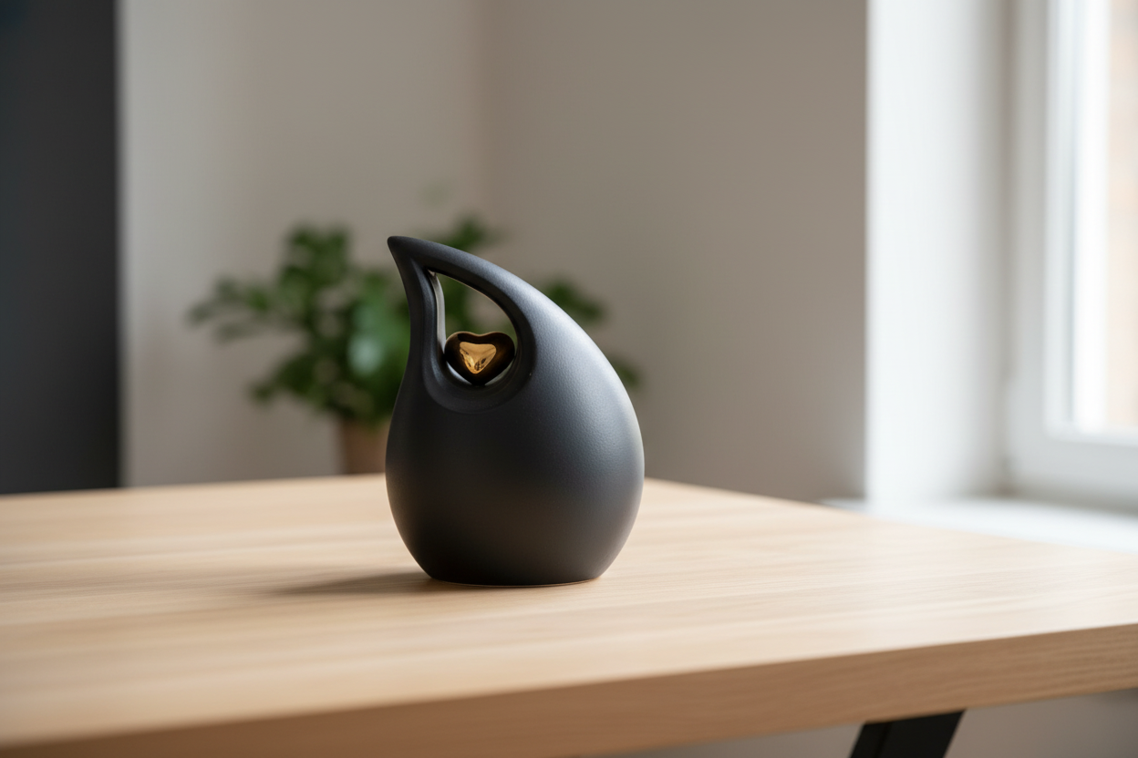 Keramische urn met kleurrijk karakter