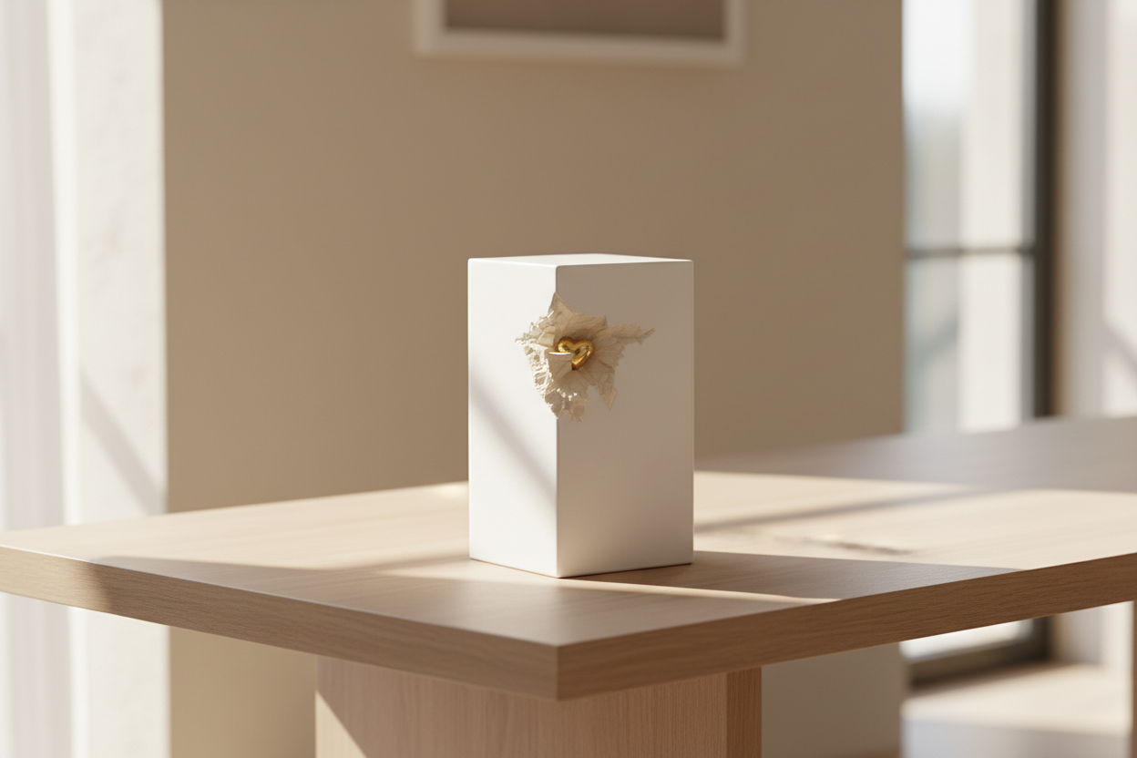 Keramische medium urn met kleurrijk design