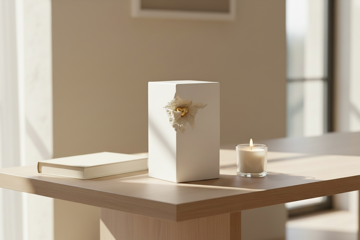 Keramische medium urn met kleurrijk design