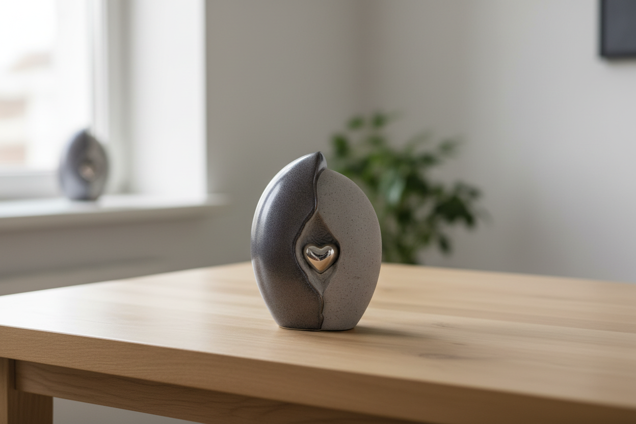 Keramische medium urn met kleurrijke afwerking