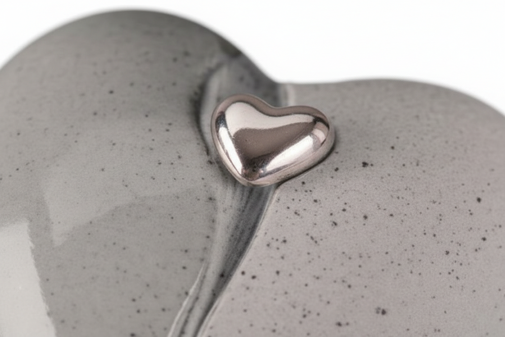 Keramische mini urn hartvorm met kleurrijke afwerking