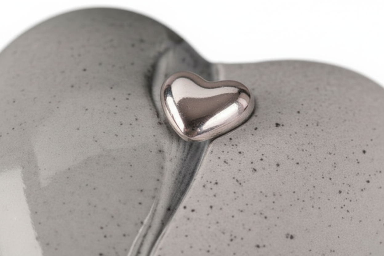 Keramische mini urn hartvorm met kleurrijke afwerking