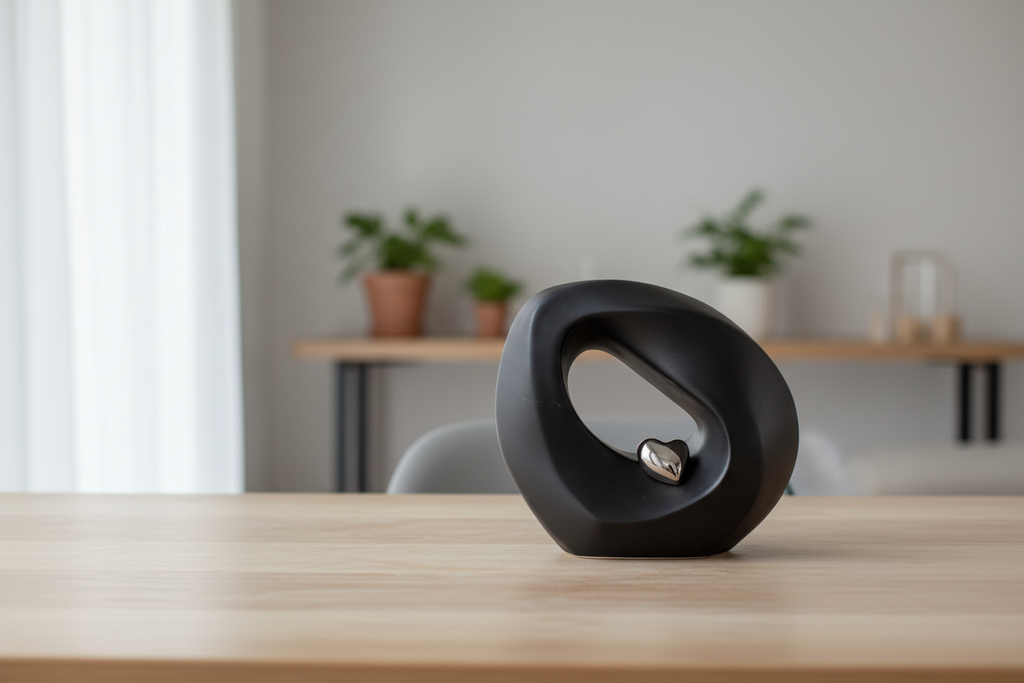 Keramische mini urn zwart met zilverkleur en matte afwerking