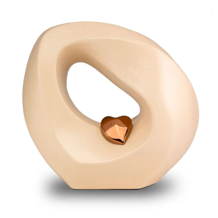 Keramische urn met kleurrijk motief en glanzende afwerking