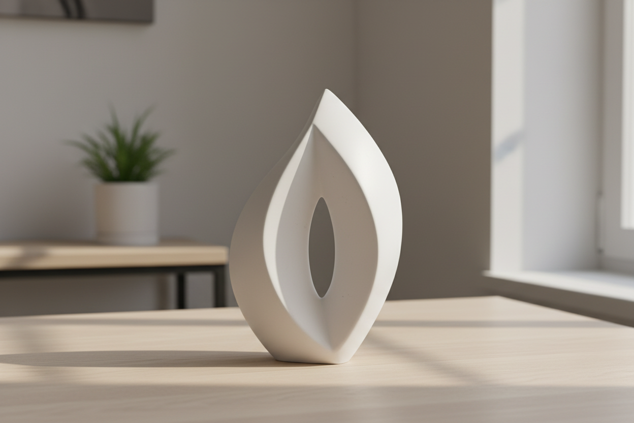 Keramische medium urn Venezia wit met mat design en elegant motief