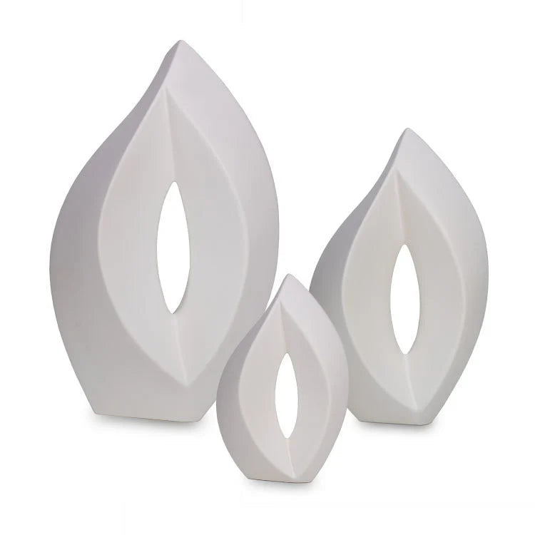 Keramische medium urn Venezia wit met mat design en elegant motief