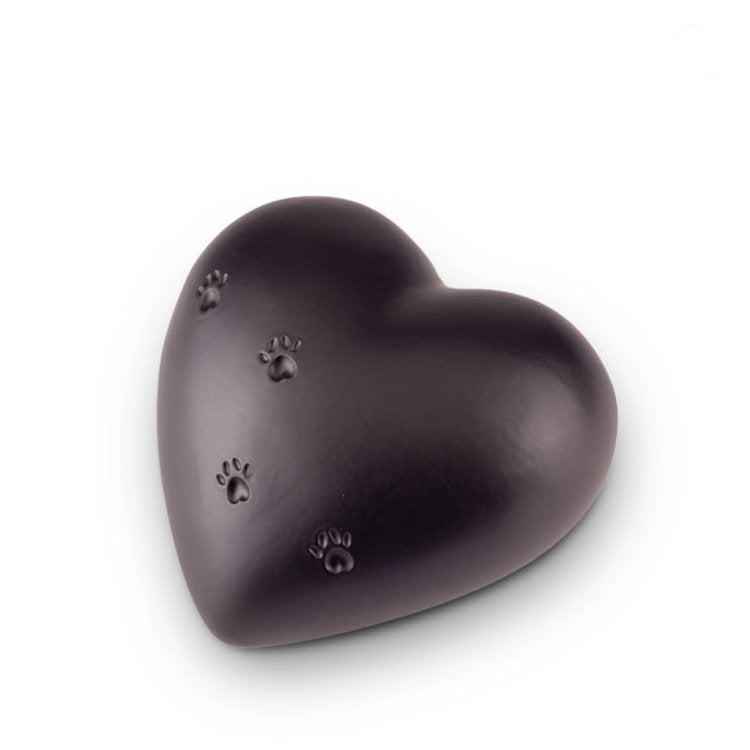 Dieren urn keramiek zwart hartvorm groot model