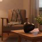 Dieren urn keramiek zwart hartvorm groot model