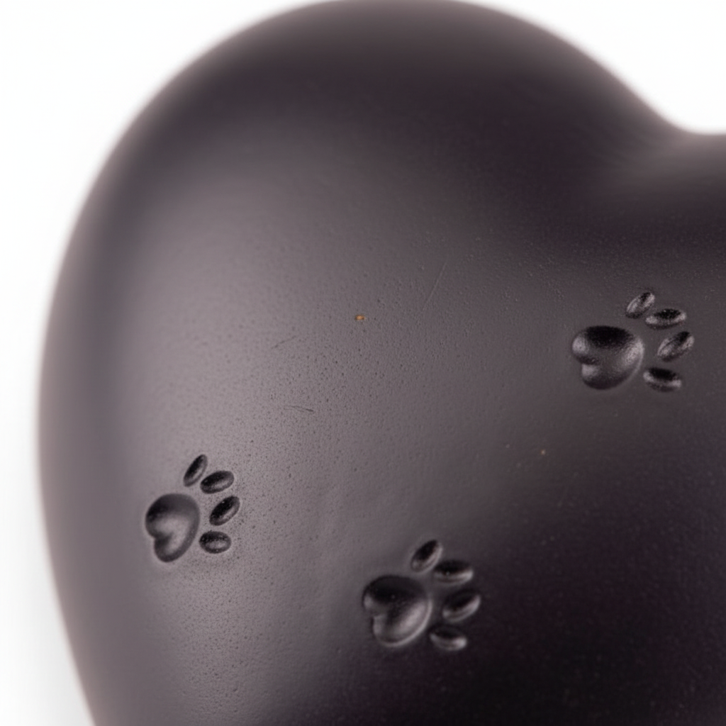 Dieren urn keramiek zwart hartvorm groot model