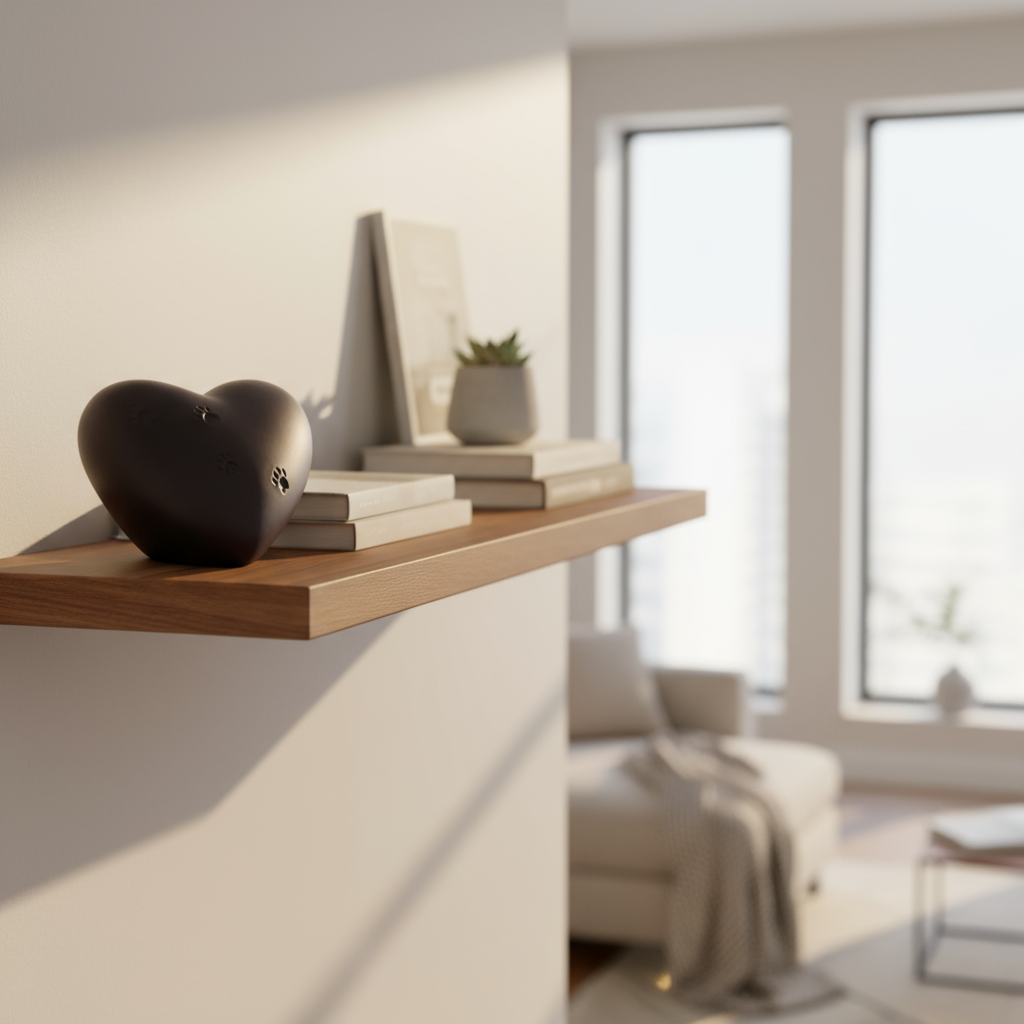 Dieren urn keramiek zwart hartvorm mini urn