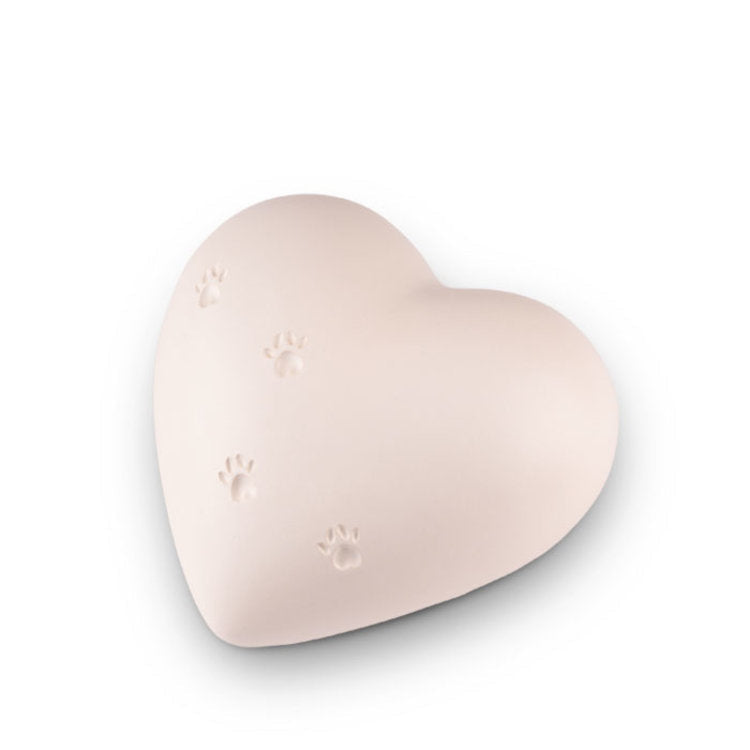 Dieren urn keramiek wit hartvorm groot model