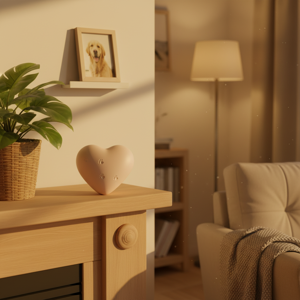 Dieren urn keramiek wit hartvorm groot model