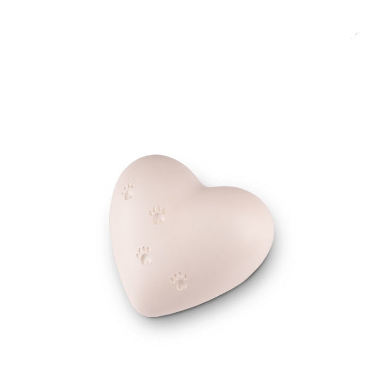 Dieren urn keramiek wit hartvorm mini urn