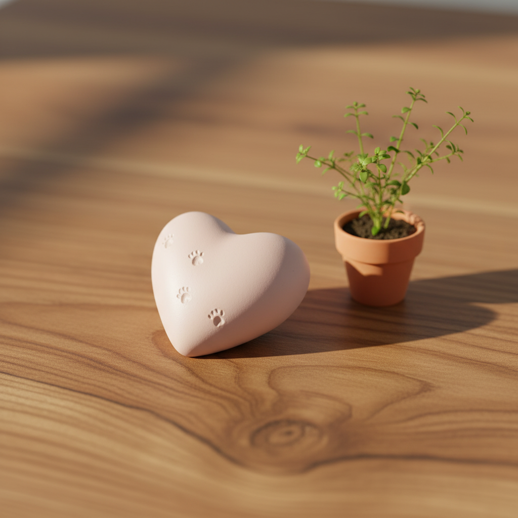 Dieren urn keramiek wit hartvorm mini urn