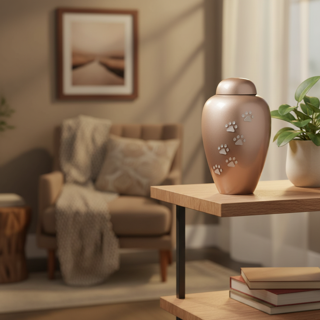 Glazen dierenurn groot Boheems kristal handgemaakt glimmend cappuccino