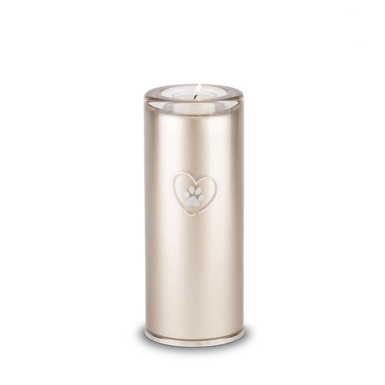 Glazen dierenurn cappuccino medium handgeblazen