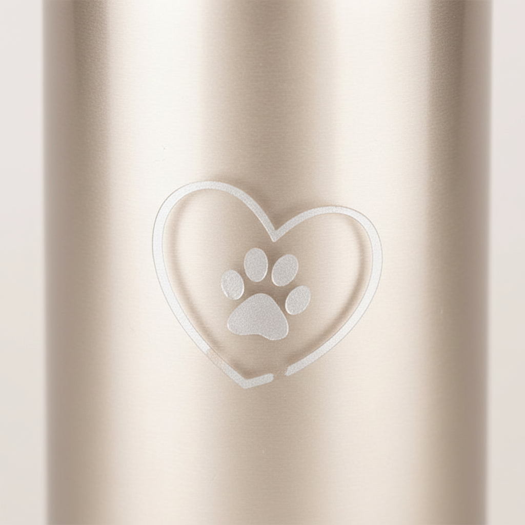 Glazen dierenurn cappuccino medium handgeblazen