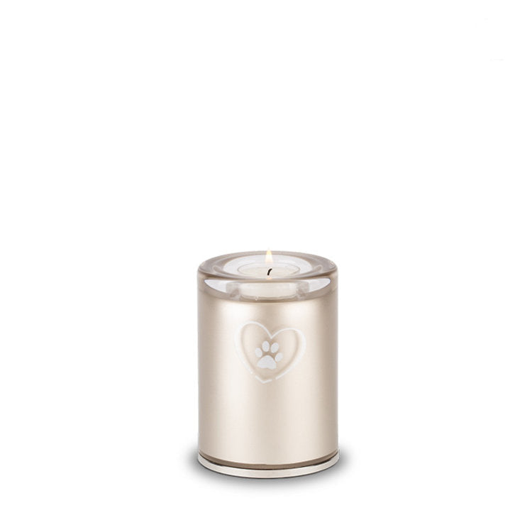 Glazen dierenurn cappuccino klein handgeblazen