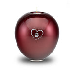 Glazen dierenurn groot bordeaux rood handgeblazen