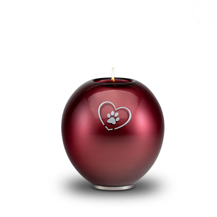 Glazen dierenurn medium bordeaux rood handgeblazen